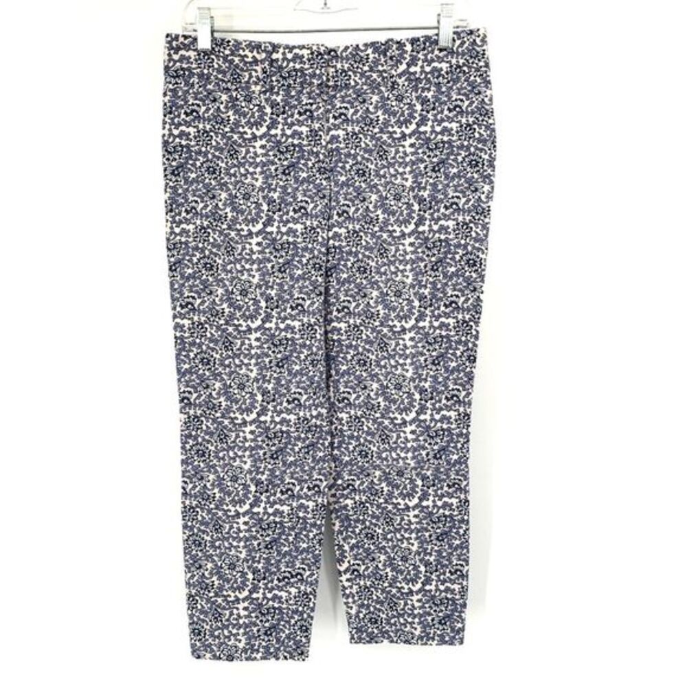 Anne Taylor LOFT Blue Floral Marisa Stretch‎ Women's Capri Pants Size 4 P